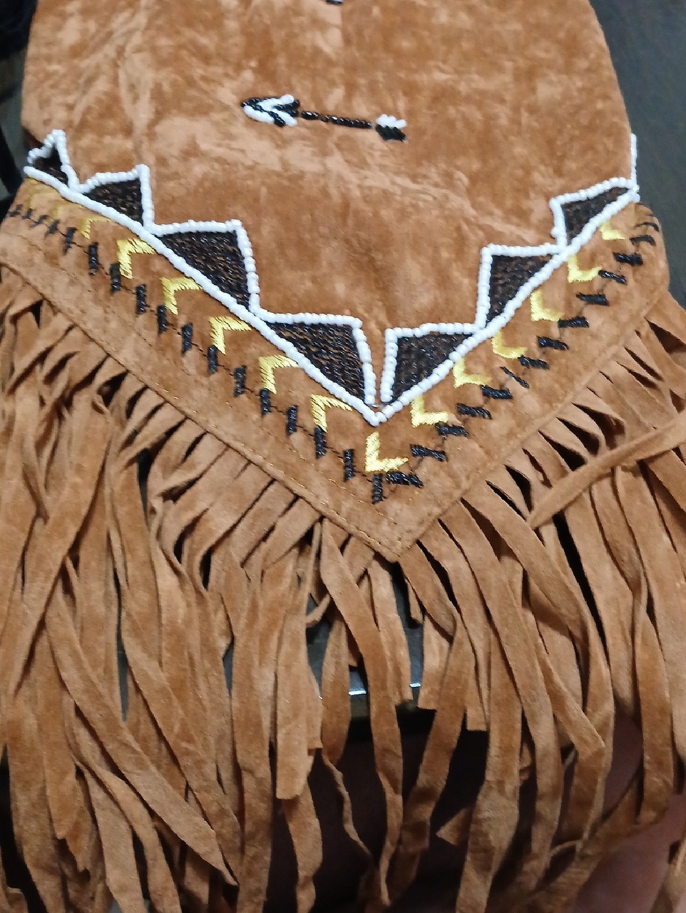 Multi Scarf Brown with Embroidered Beading.Native AMERICAN DESIGN.